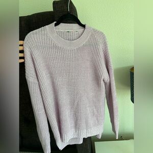 Purple Crew Neck Chunky Knit Sweater